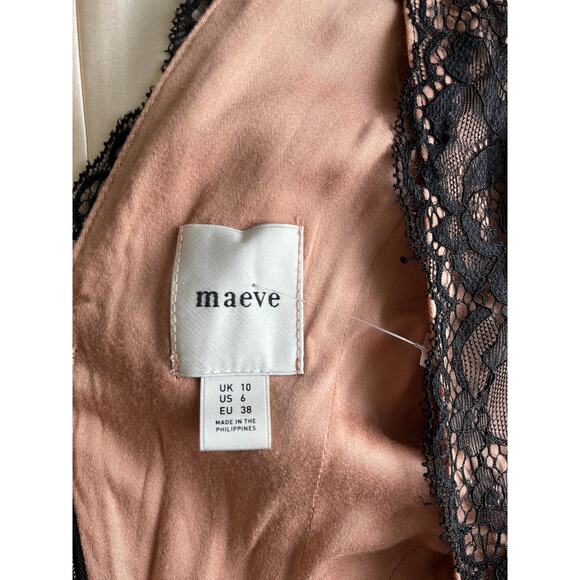 NEW Maeve Anthropologie Twofer Basque-Waist Mini Dress Black and Cream Size 6 - Picture 4 of 5